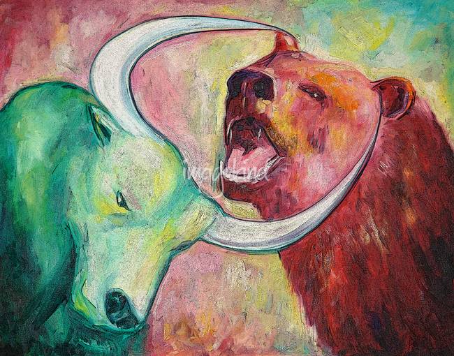 650x510 Bull And Bear Busines Metaphor By Loveliestdreams - Bull And Bear Painting