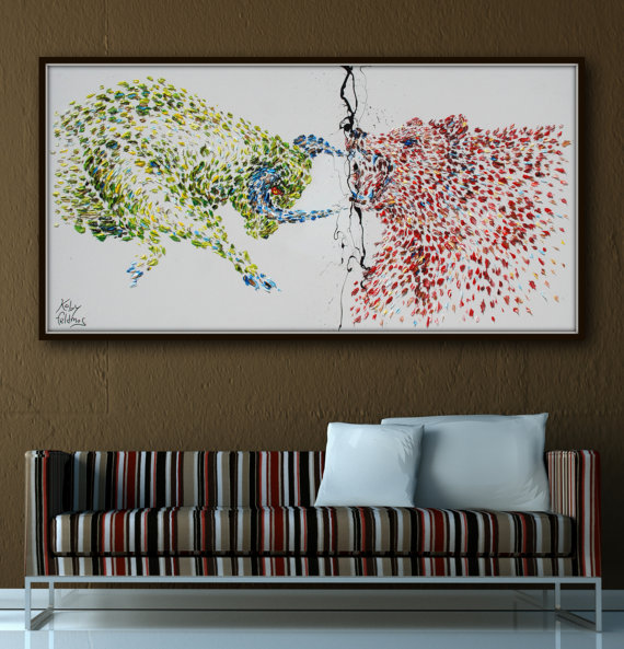570x593 Painting 55 Wallstreet Stock Exchange Bull Vs. Bear - Bull And Bear Painting