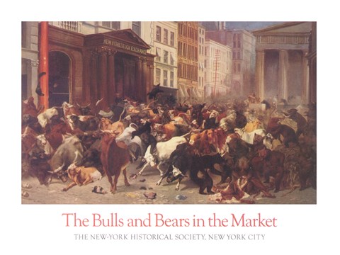 480x360 The Bulls And Bears In The Market, C.1879 Fine Art Print By - Bull And Bear Painting