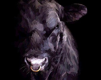 340x270 Cow Head Painting Etsy - Bull Head Painting