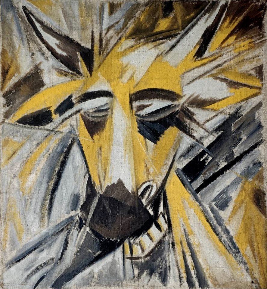 887x960 Filebull's Head (Larionov, 1913).jpg - Bull Head Painting
