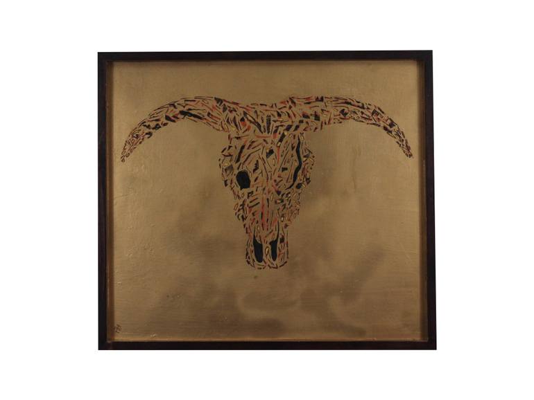 770x578 Saatchi Art Bull Head Painting By Urban Relic Studio - Bull Head Painting