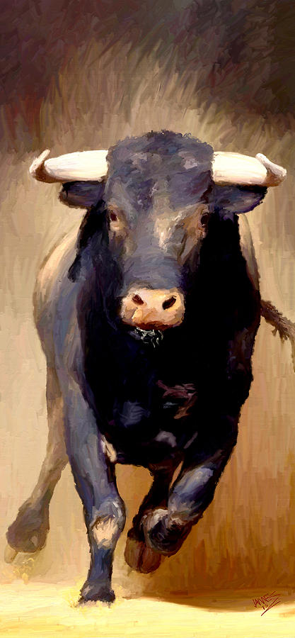 417x900 Bull Toro Bravo Painting By James Shepherd - Bull Head Painting
