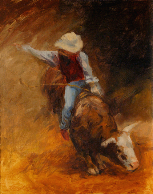 497x630 Cowboy Up! Western Oil Painting Series - Bull Oil Painting