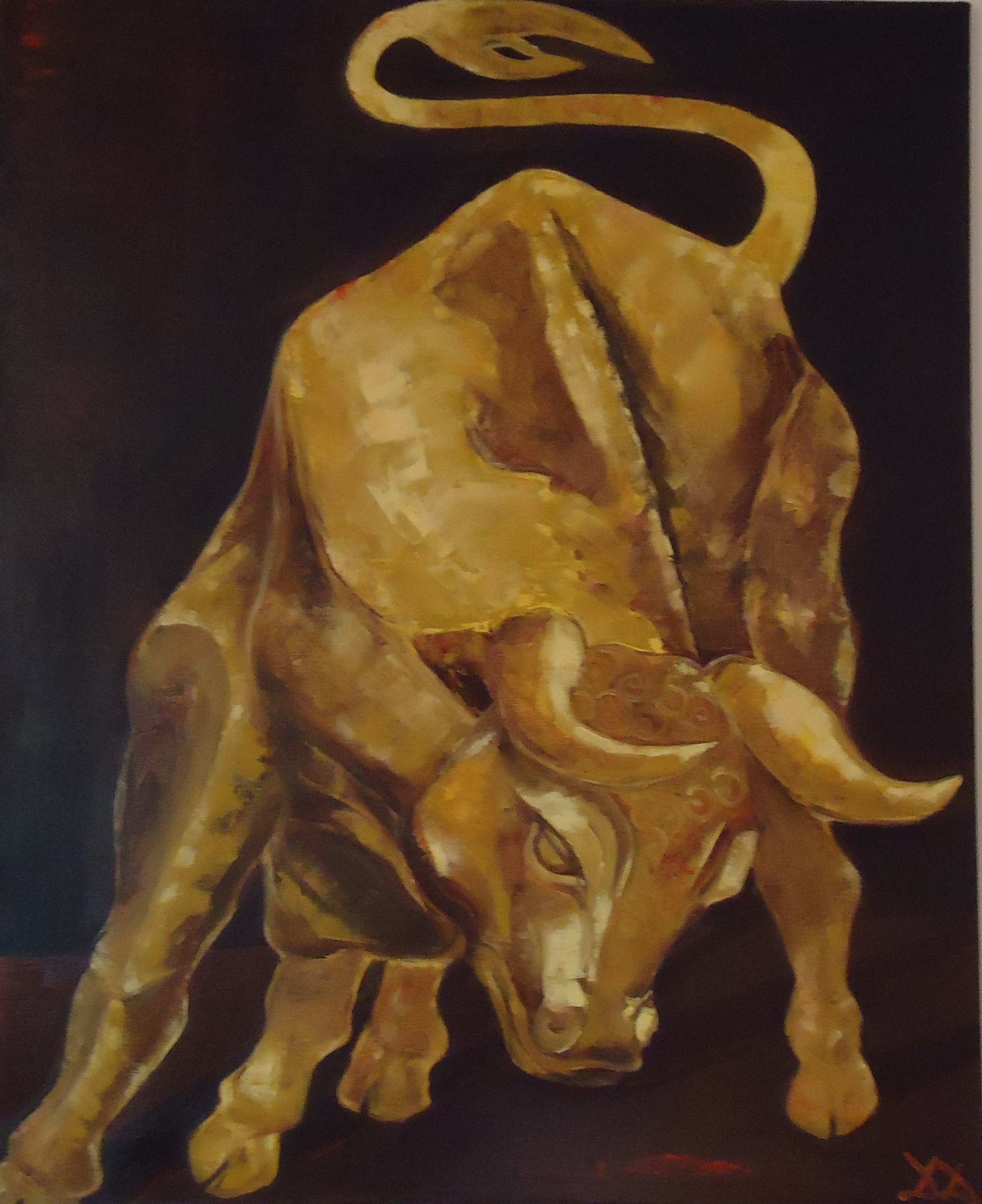 2295x2814 Diana Diamandieva Artwork Golden Bull Original Painting Oil - Bull Oil Painting