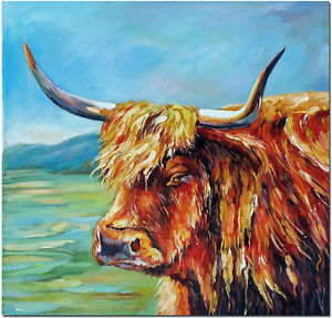 300x287 Scottish Highland Cow - Bull Oil Painting