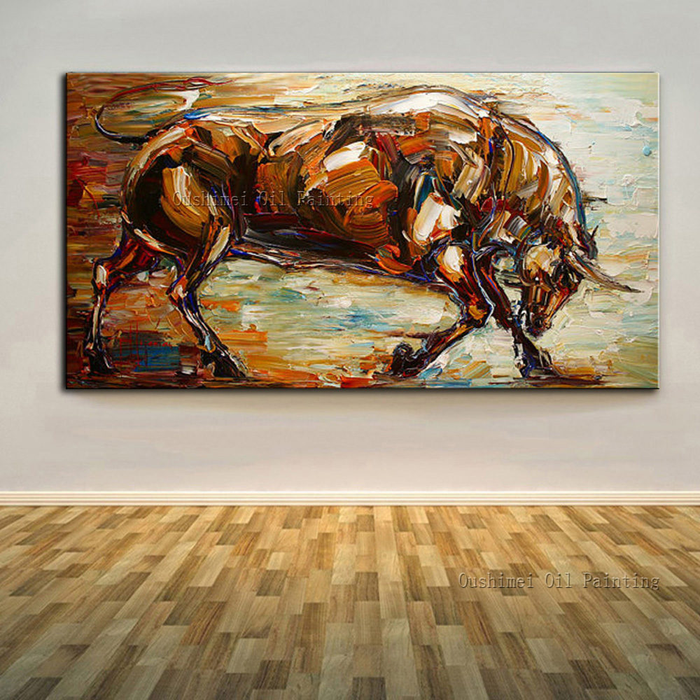 1000x1000 Skills Artist Hand Painted High Quality Abstract Animal Bull Oil - Bull Oil Painting