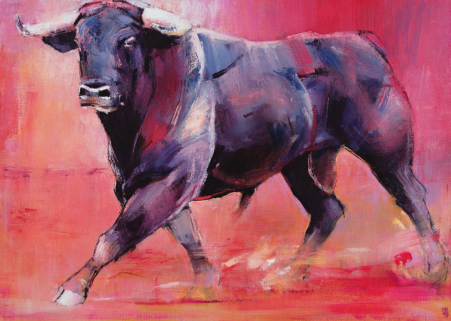 900x641 Levantado Painting By Mark Adlington - Bull Painting