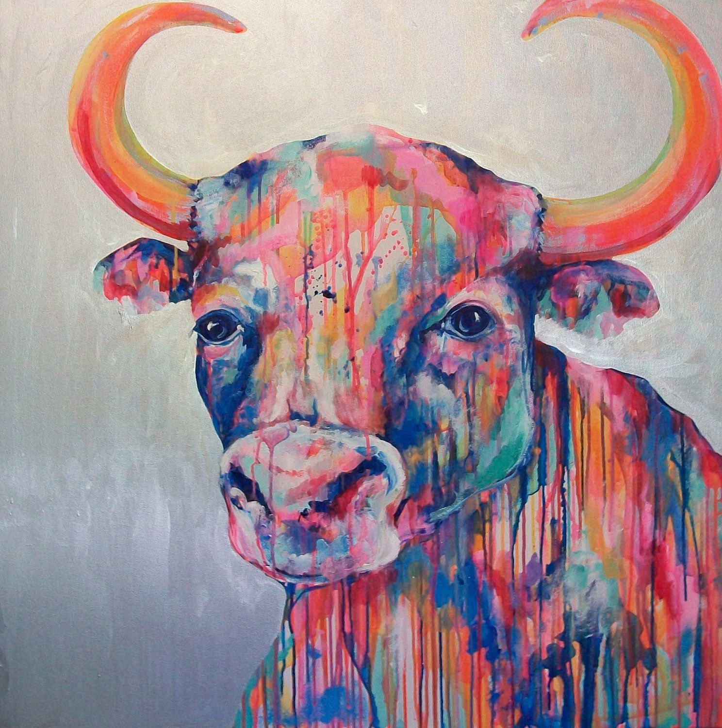 1488x1500 Ole The Bull Original 36x36 Painting By Jennifer Moreman - Bull Painting
