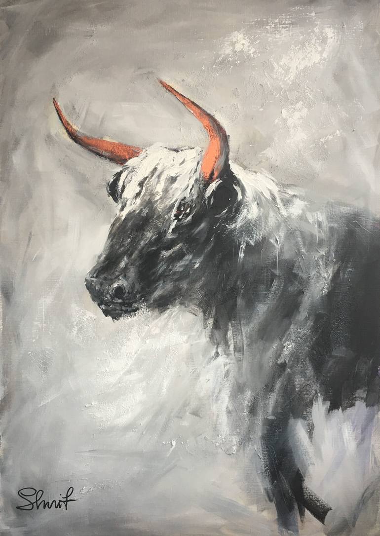 770x1086 Saatchi Art Bull Painting By Elena Shnit - Bull Painting