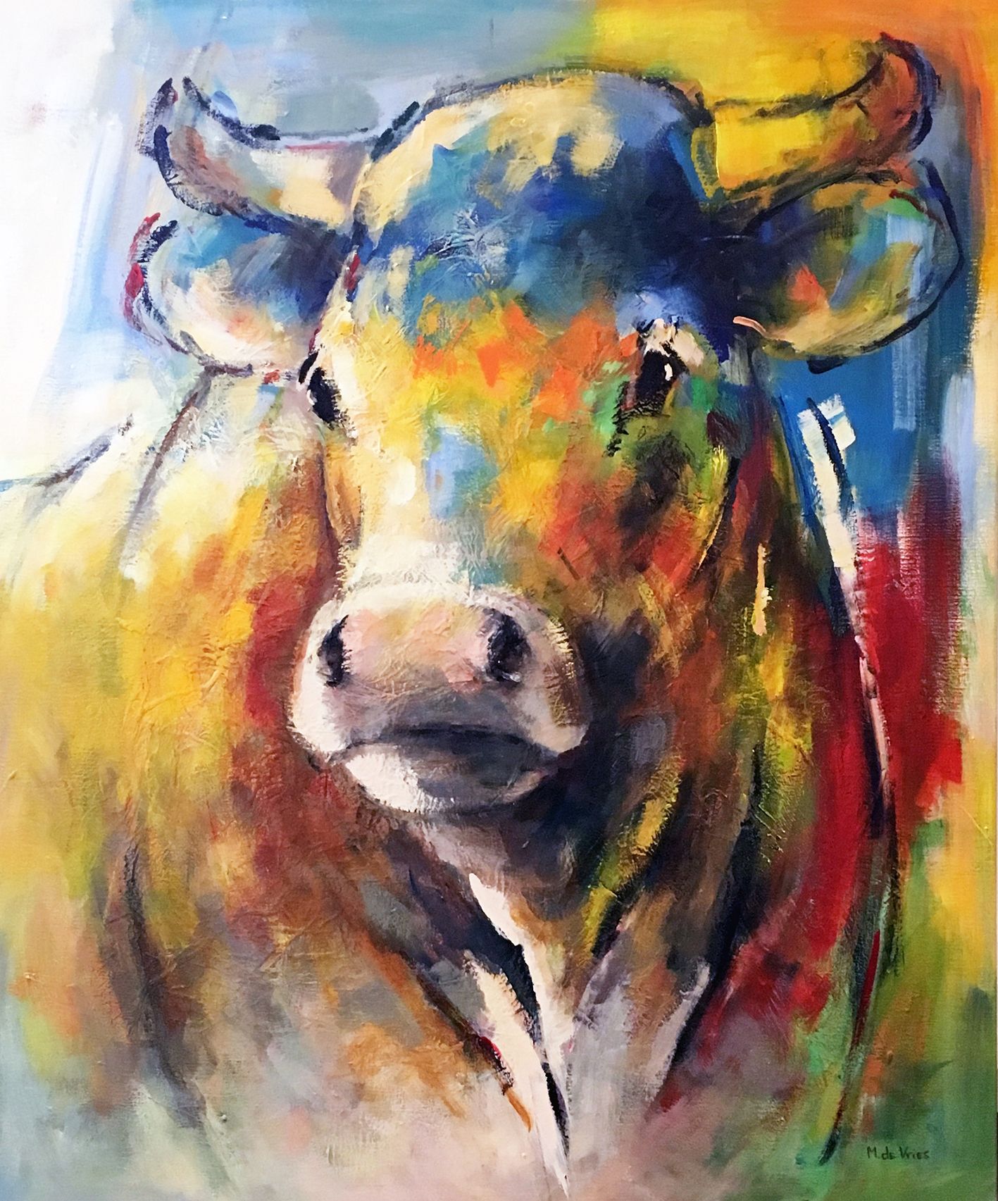 1417x1705 Maria De Vries The Bull Ii Watercolor Cow Painting - Bull Painting