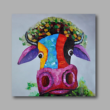 384x384 Cute Bull Animal Oil Painting Wall Art Modern Canvas Art Wall - Bull Painting On Canvas