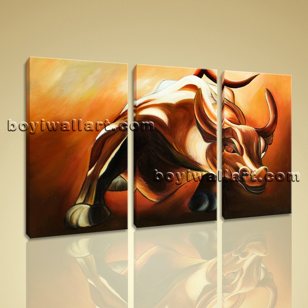 1000x1000 Original Abstract Bull Painting Modern Contemporary Bronze Canvas - Bull Painting On Canvas