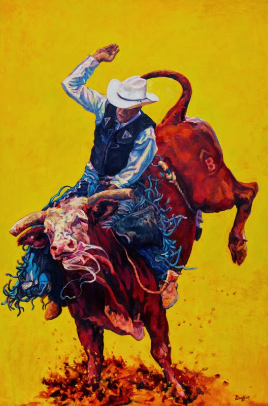 528x800 Daily Painters Of Pennsylvania Colorful Western Cowboy Bull Rider - Bull Riding Painting