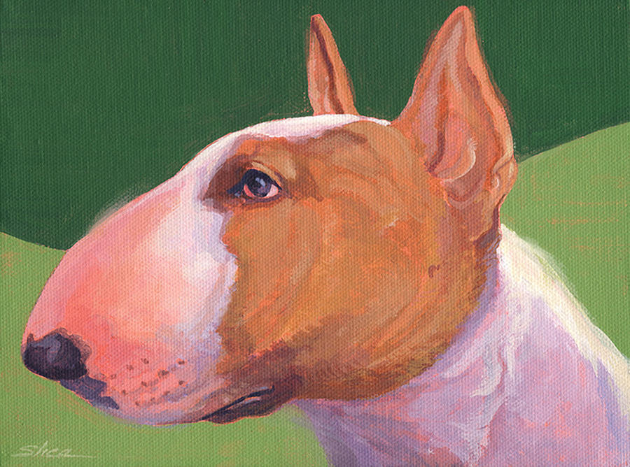 900x668 Bull Terrier Painting By Shawn Shea - Bull Terrier Painting