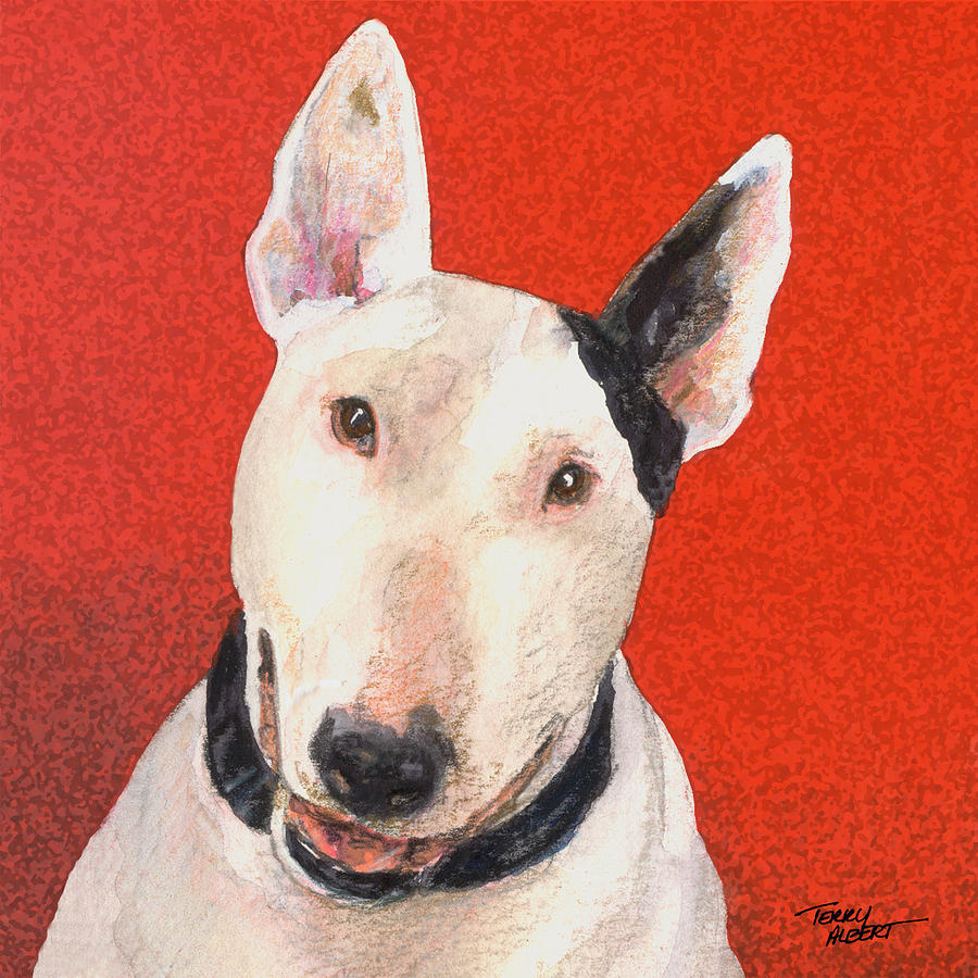 900x900 Bull Terrier Painting By Terry Albert - Bull Terrier Painting