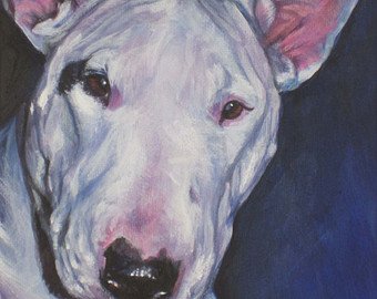 340x270 Bull Terrier Art Etsy - Bull Terrier Painting