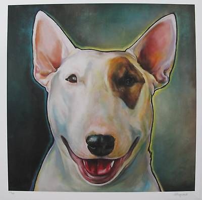 400x396 Mandie Haysize Hand Paints Bull Terrier The Joker Oil Paintings - Bull Terrier Painting