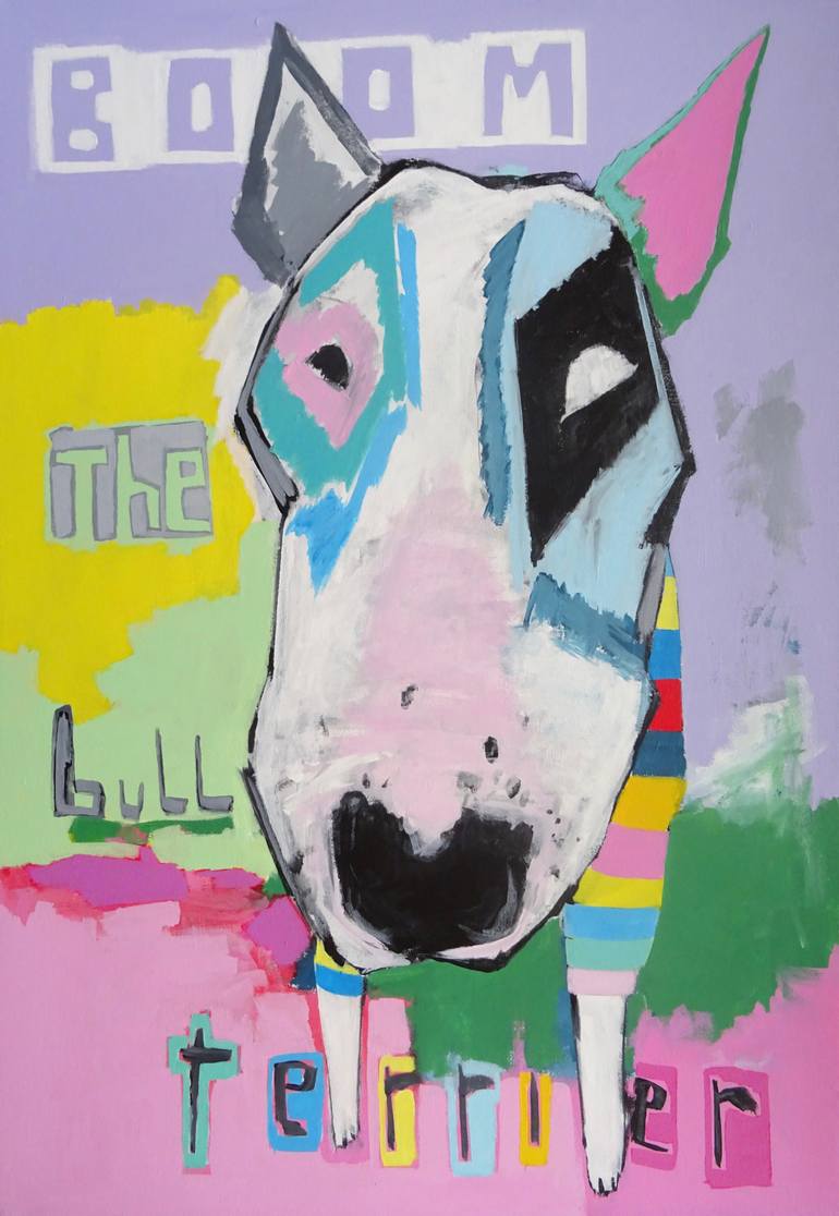 770x1116 Saatchi Art Boom The Bull Terrier Painting By Andy Shaw - Bull Terrier Painting