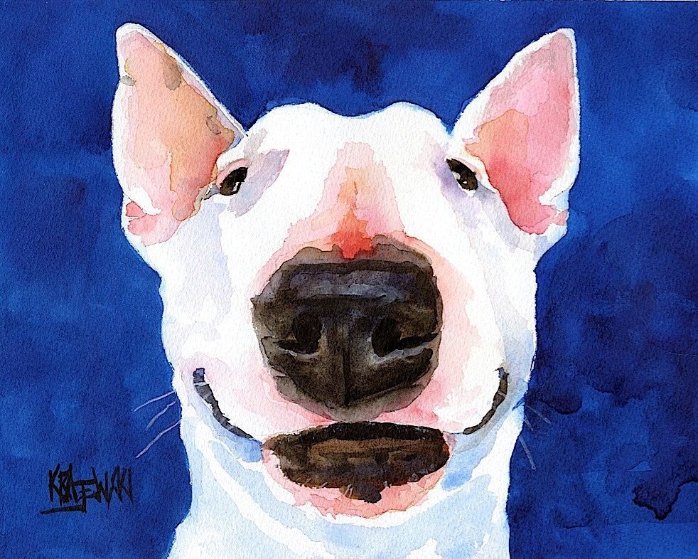 982x786 Bull Terrier Dog 11x14 Signed Art Print Rjk Painting Bull - Bull Terrier Painting