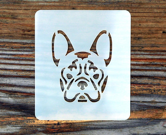 570x466 French Bulldog Face Painting Stencil 7cm X 6cm 190micron - Bulldog Face Painting