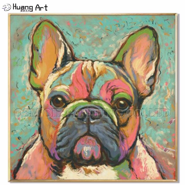 640x640 Top Artist Hand Painted High Quality Kinds Of Animal Oil Painting - Bulldog Oil Painting