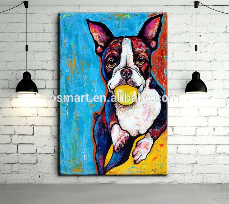735x655 Artist Hand Painted High Quality Bulldog Oil Painting On Canvas - Bulldog Oil Painting