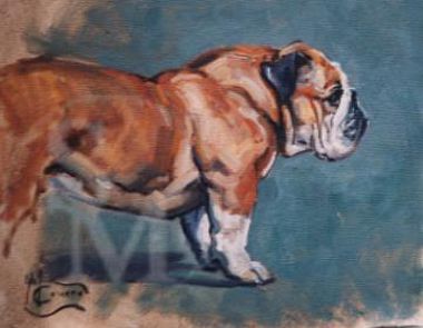 380x295 Bulldog Paintings In Dog Original Paintings - Bulldog Oil Painting