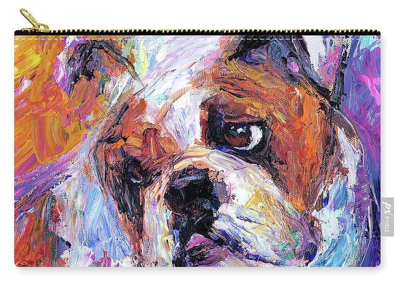800x570 Impressionistic Bulldog Painting Carry All Pouch For Sale By - Bulldog Painting