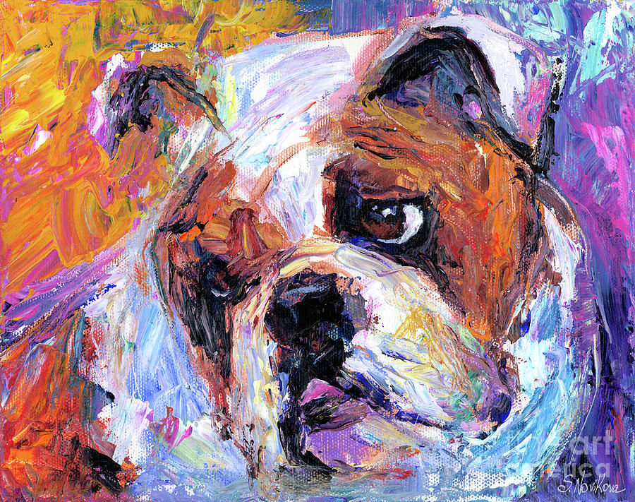 900x711 Impressionistic Bulldog Painting Painting By Svetlana Novikova - Bulldog Painting