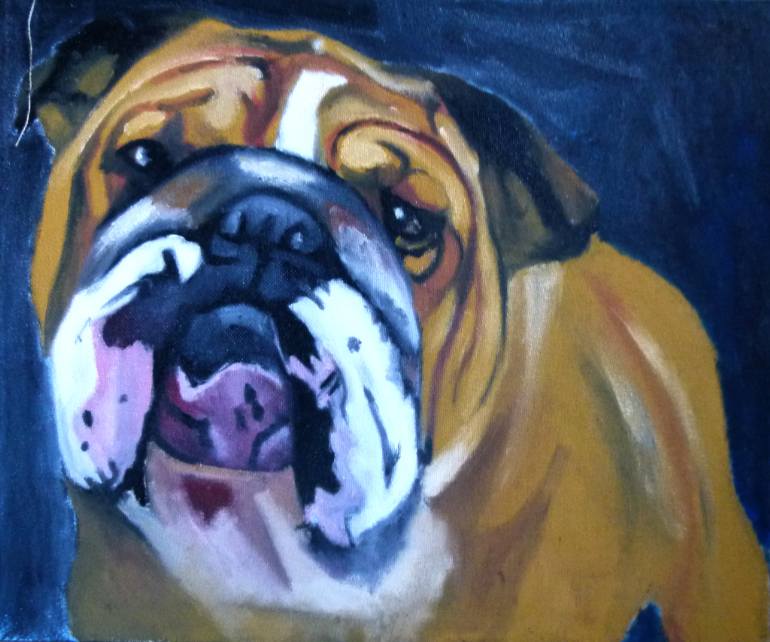 770x642 Saatchi Art Bulldog Painting By Soso Kumsiashvili - Bulldog Painting