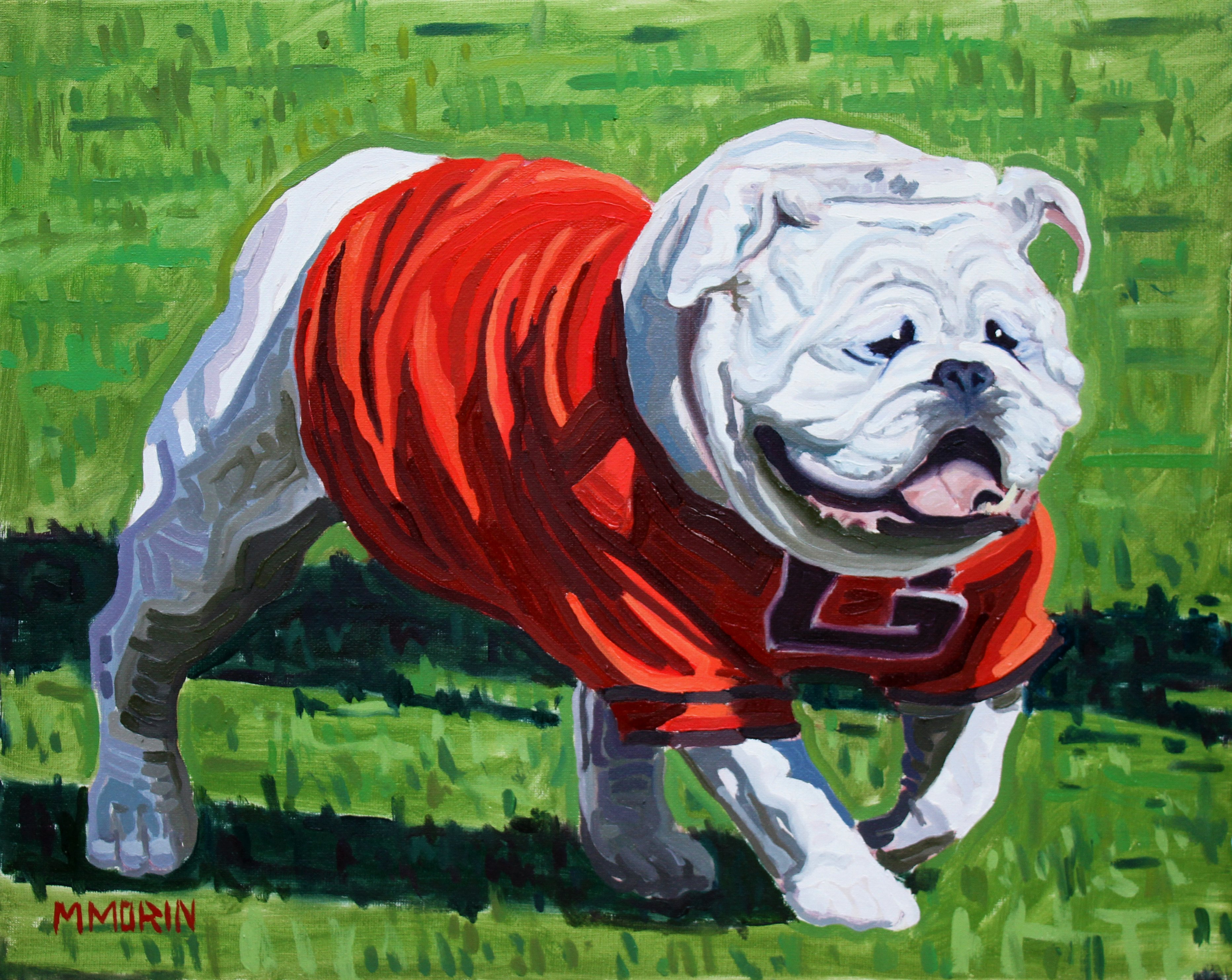 3728x2964 Uga Bulldog Painting Ebay - Bulldog Painting