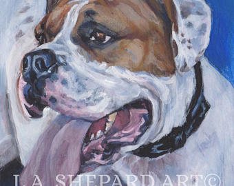340x270 Bulldog Painting Etsy - Bulldog Painting