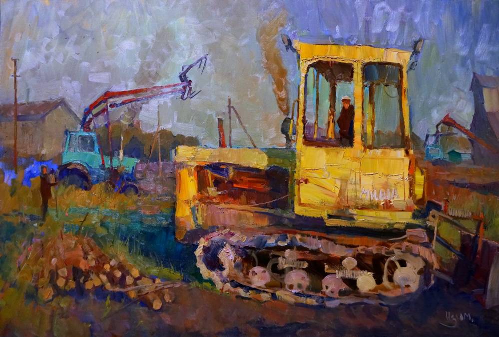 999x674 Painting (Picture) Bulldozer Mike. Author Ilya Izum - Bulldozer Painting