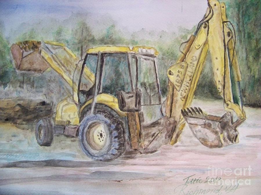 900x675 Backhoe Painting By N Nasko Tatic - Bulldozer Painting