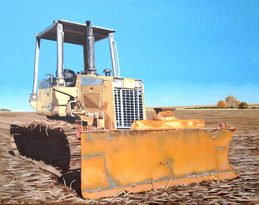 900x713 Bulldozer In Field Painting By Jeffrey Bess - Bulldozer Painting