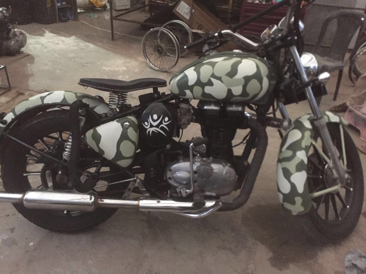 1280x960 Royal Enfield Bullet Custome Paint Us Army Theme Camou Diesel - Bullet Painting