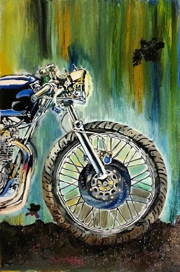 629x950 Buy Missmessyartist Motorcycle 02 Handmade Painting By Neha - Bullet Painting