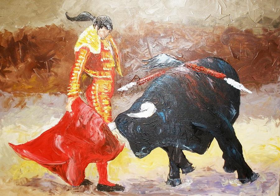 900x630 Spanish Bullfighter Painting By Marcelo Ampie - Bullfighter Painting