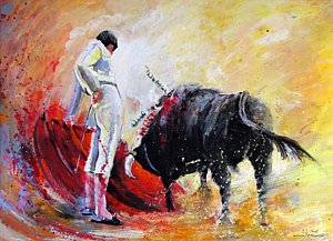 300x217 Bullfight Paintings Fine Art America - Bullfighter Painting