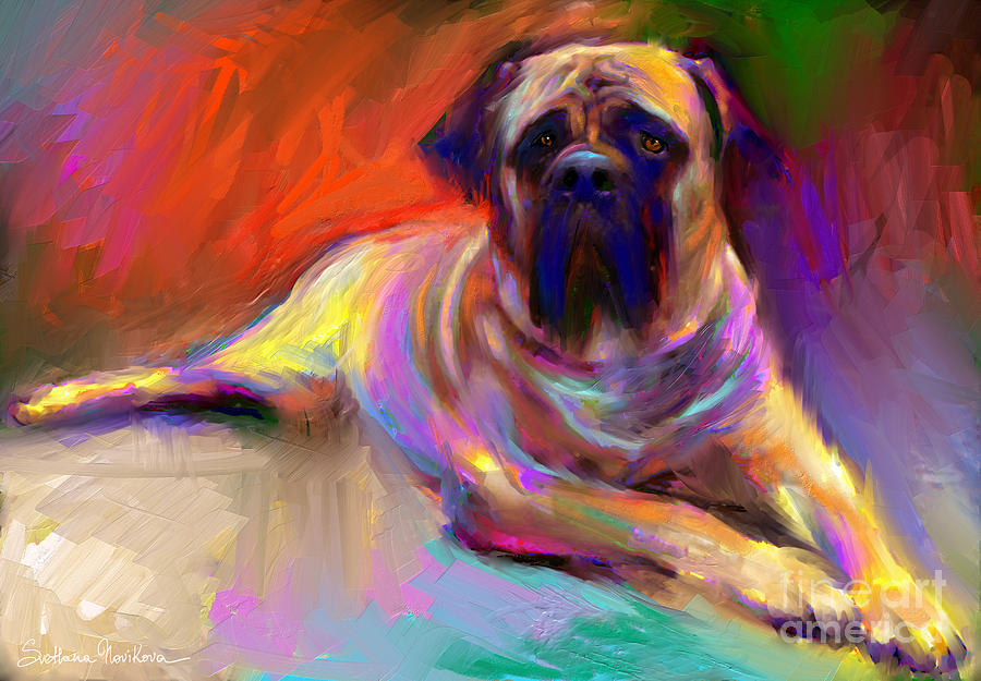 900x625 Bullmastiff Dog Painting Painting By Svetlana Novikova - Bullmastiff Painting