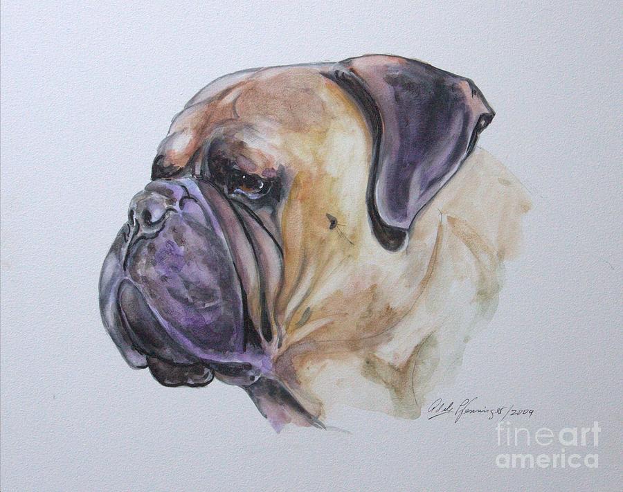 900x711 Fawn Bullmastiff Painting By Adele Pfenninger - Bullmastiff Painting