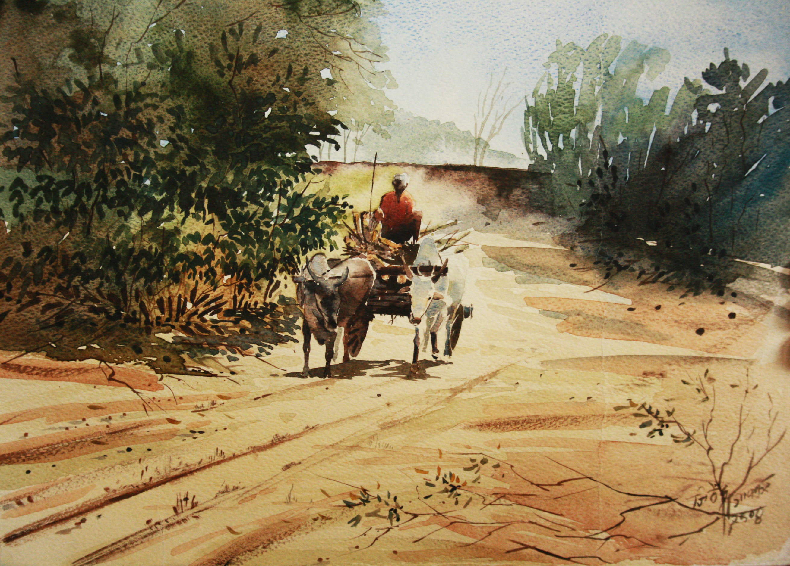 2620x1880 Bullock Cart Jitendra Gaikwad Foundmyself - Bullock Painting