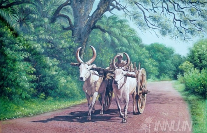 711x456 Art Prints Unknown Artist Bullock Cart Buy Paintings India Innu - Bullock Painting