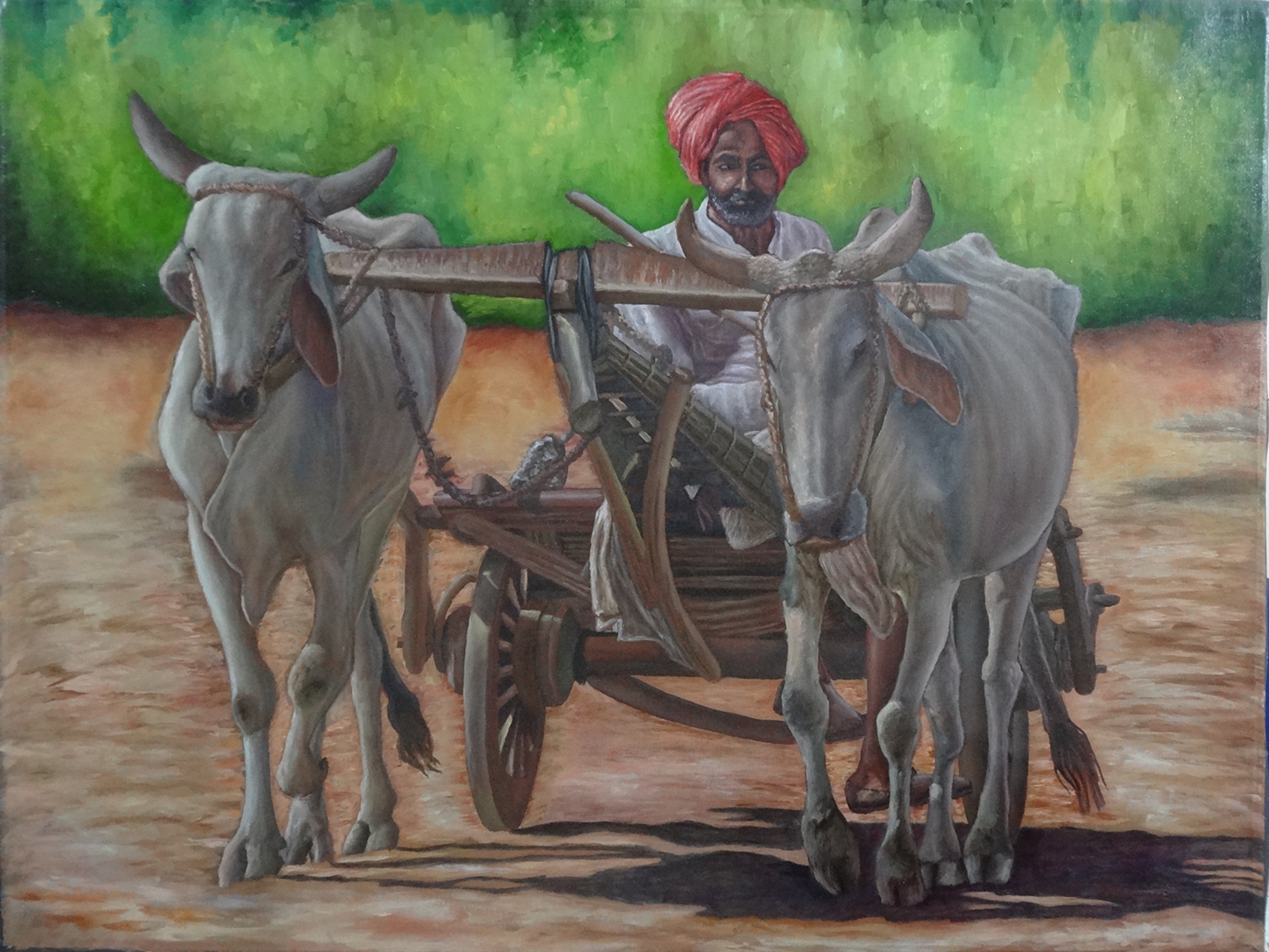 1687x1266 Bullock Cart Oil Paintings For Sale Online - Bullock Painting