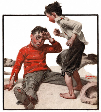 400x444 Bully After, The 61121 Norman Rockwell Country Gentleman Cover - Bullying Painting