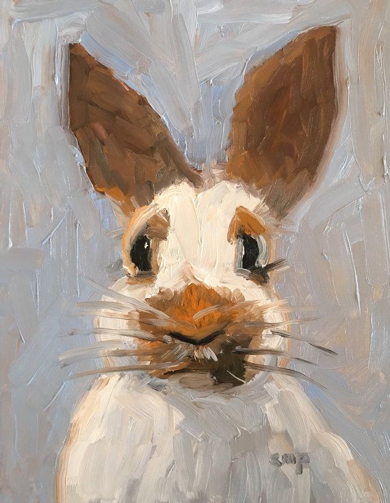 570x735 Bunny Painting, Rabbit Art, Oil Painting Handmade, 8x10 Original - Bunny Painting