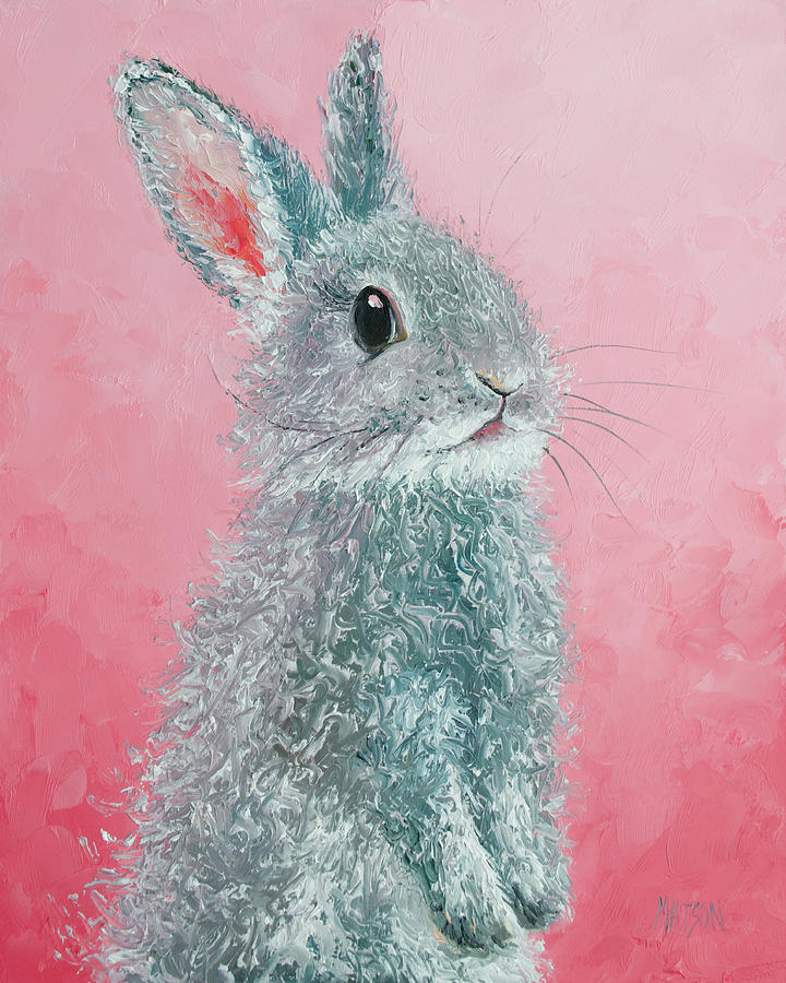 720x900 Grey Easter Bunny Painting By Jan Matson - Bunny Painting