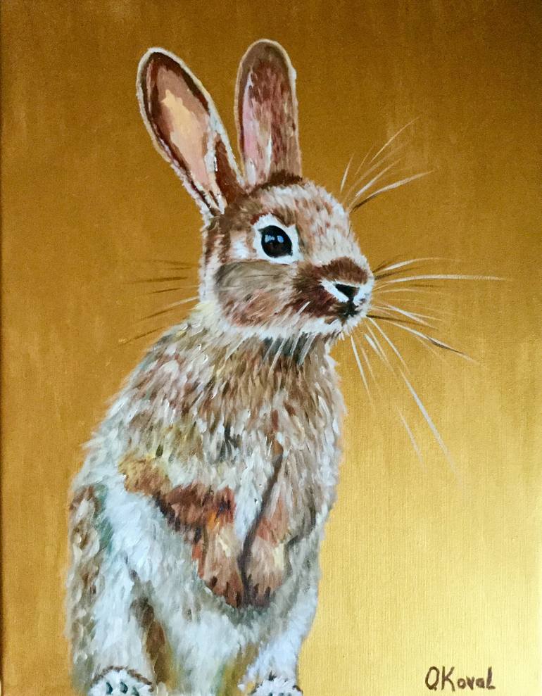 770x989 Saatchi Art Golden Bunny Painting By Olga Koval - Bunny Painting