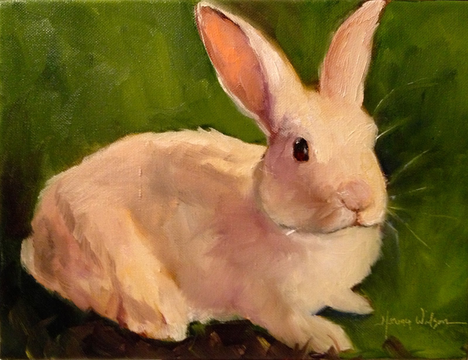 1600x1231 Norma Wilson Art Norma Wilson Original Oil Bunny Rabbit Hare - Bunny Rabbit Painting